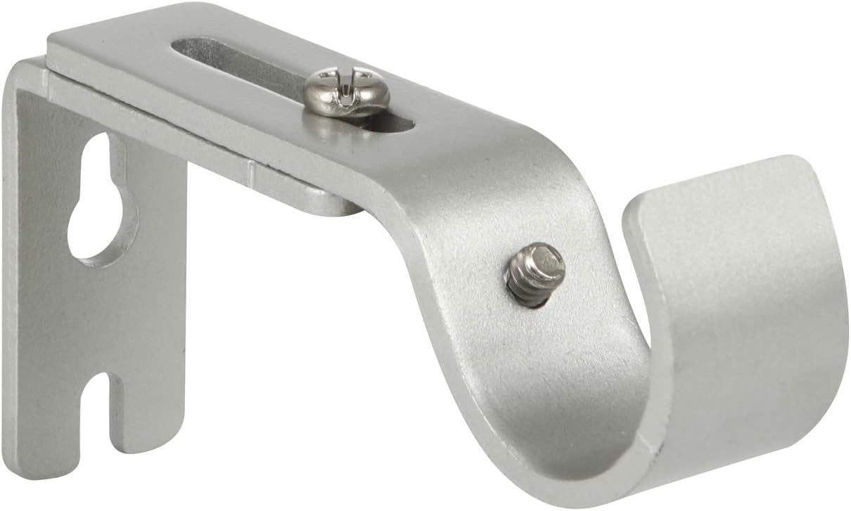 Heavy Duty Adjustable Curtain Rod Brackets Rod Holders for 1 Inch Rod, Silver Color, (Set of 2)