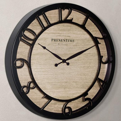 Presentime & Co 13" Farmhouse Series Wall Clock, Quartz Movement, Shiplap Style - Image 2