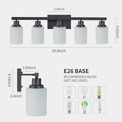 DIKAIDA Bathroom Vanity Light, 5-Light Vanity Lighting Fixture Over Mirror - Image 3