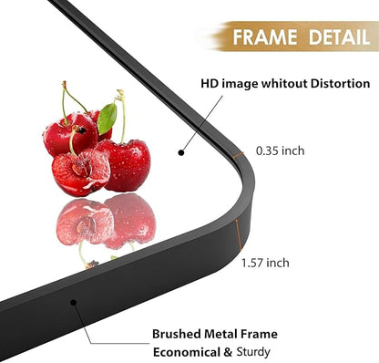 40x30 Inch Black Wall Mirror for Bathroom, Brushed Metal Framed Mirror - Image 4