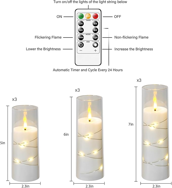 Flameless Candles with Embedded Star String, Suitable - Image 2