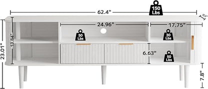 DAMCROP TV Stand 62.4 Inch Mid Century Modern Media Console Table - Image 2