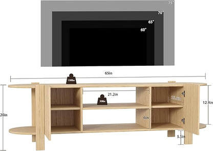 ZOSQUARE 65 Inch TV Stand for Up to 75 inch TVs, Fluted Entertainment Center - Image 2