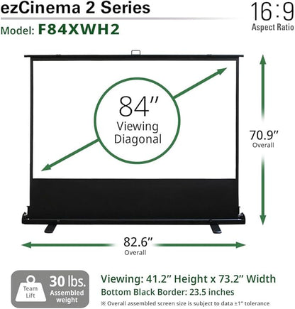 Elite Screens ezCinema 2 Projector Screen, 84-inch 16:9, Manual Floor Pull Up - Image 5