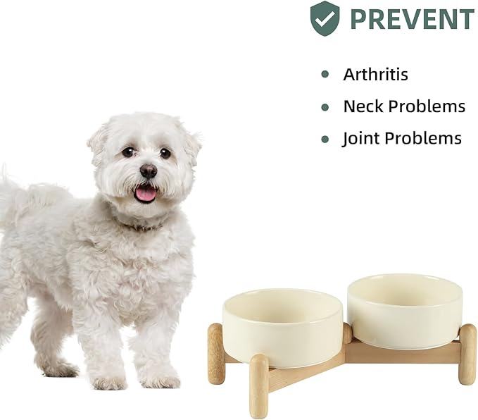 Ceramic 5.1inch Raised Double Bowls Set - Image 5