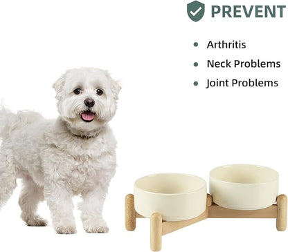 Ceramic 5.1inch Raised Double Bowls Set - Image 5