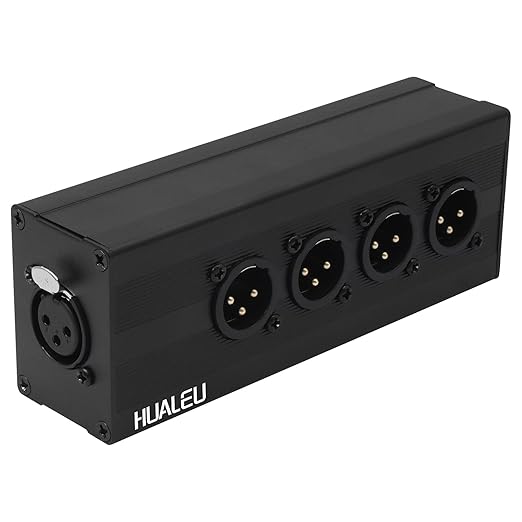 HUALEU 3Pin XLR 1 Female to 4 Male Splitter, 4Way XLR Single Input to Four by HUALEU