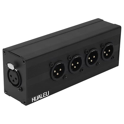HUALEU 3Pin XLR 1 Female to 4 Male Splitter, 4Way XLR Single Input to Four by HUALEU