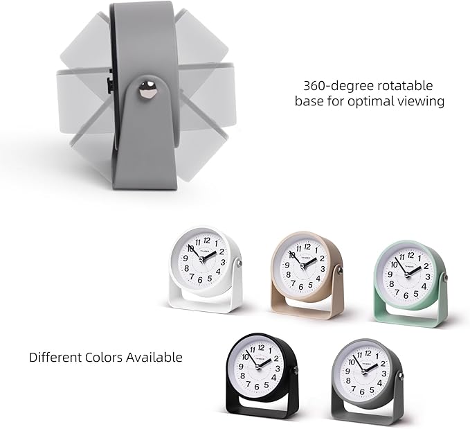 Analog Alarm Clock, Silent Non-Ticking Quartz Movement, Battery-Operated - Image 4