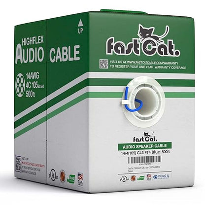 fast Cat. Speaker Wire 14 Guage 4C, UL Listed & CMR/CL3R-FT4 Rated by CONNECTIVITYviafastCat