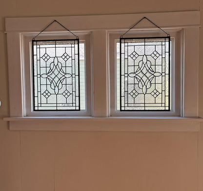 All clear beveled glass hanging window Panel 16"x24"