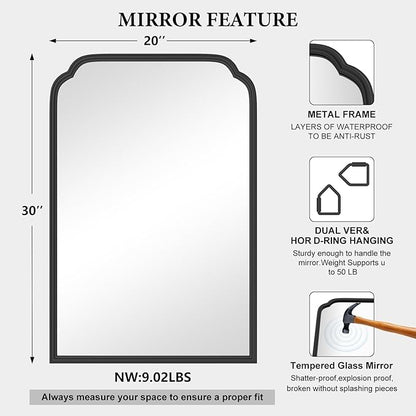 20X30 Inch Black Metal Framed Bathroom Mirror - Image 5