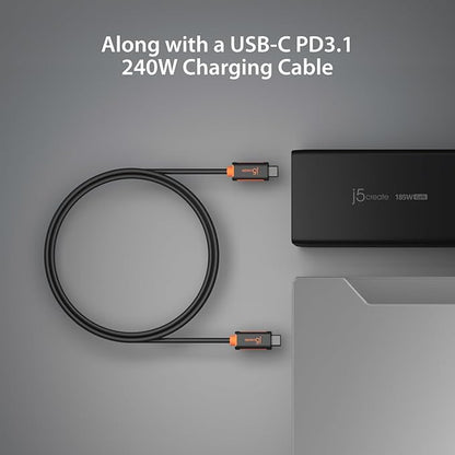 j5create 185W GaN USB-C/A 3-Port Laptop Super Charger w/Power Delivery 3.1 - Image 5