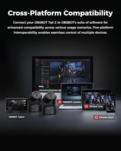 OBSBOT Tail 2 PTZR NDI Camera 4K@60FPS, Pro AI Tracking, 1/1.5" CMOS, 5X - Image 8
