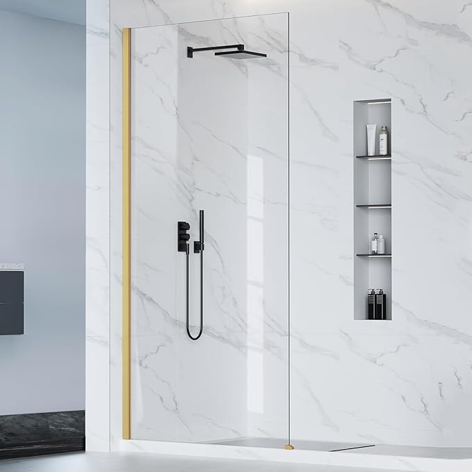 Bathbliss 36" W x 76" H Frameless Shower Glass Panel, 8mm Clear Tempered Glass by Unknown
