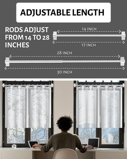 Magnetic Curtain Rod, Adjustable Magnetic Curtain Rod - White - 1 Pack | Adjustable Length 14" to 28", Easy Installation, No Drill Curtain Rod, Multi Use - For Metal Doors, Windows & Appliances