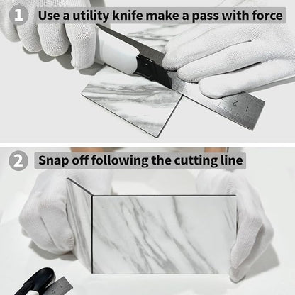 AULIGET 4-Piece White Marble Look Peel and Stick Backsplash Wall Tiles - Image 7