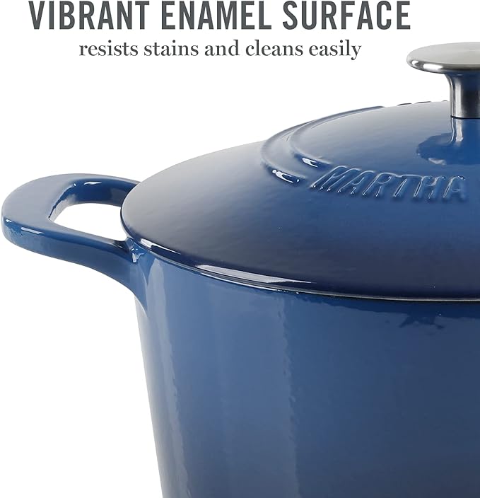 MARTHA STEWART Gatwick 7-Quart Enamel Cast Iron Dutch Oven Pot - Image 3