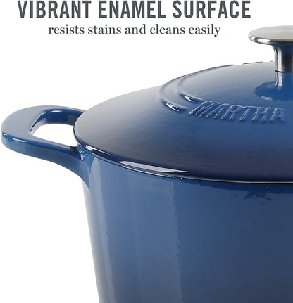 MARTHA STEWART Gatwick 7-Quart Enamel Cast Iron Dutch Oven Pot - Image 3