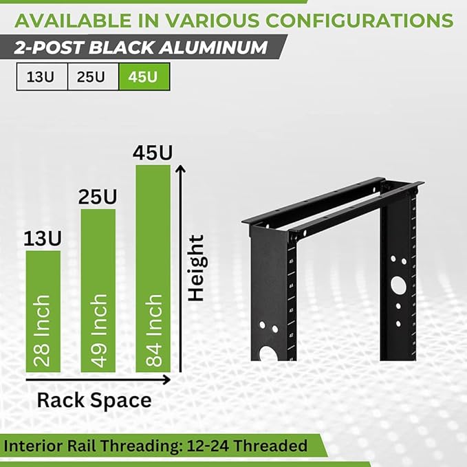 NavePoint 45U 2 Post Open Frame Server Rack - Image 3