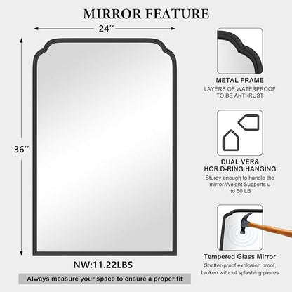 24X36 Inch Black Bathroom Mirror - Image 5