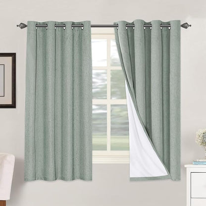 H.VERSAILTEX Linen Blackout Curtains 63 Inches Long 100% Blackout Thermal by HVERSAILTEX