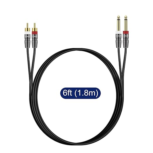 J&D Dual 1/4 inch TS to Dual RCA Cable, Heavy Duty 1/4 Male to RCA Male Adapter - Image 7
