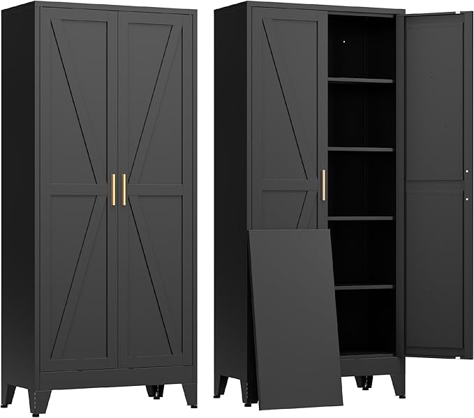COFaR Black Farmhouse Storage Kitchen Pantry Cabinet by COFAR