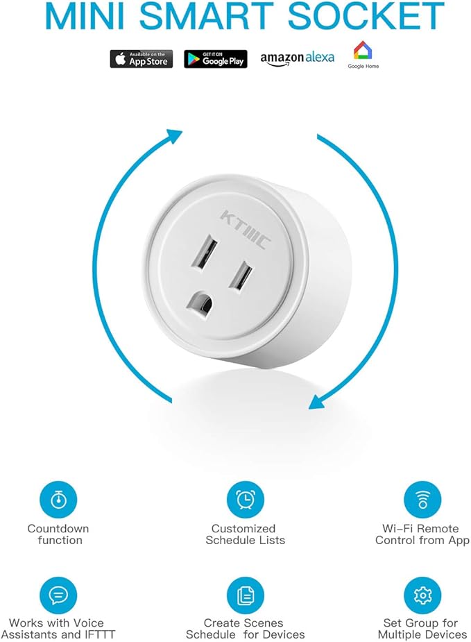 KTMC Smart Plug 4 Pack, Alexa & Google Home Compatible, No Hub Required - Image 3