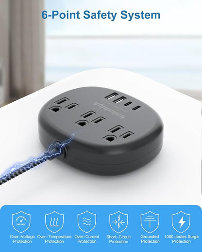 Black Extension Cord 10 Feet, 1625W Extension Cord 3 Prong - Image 7