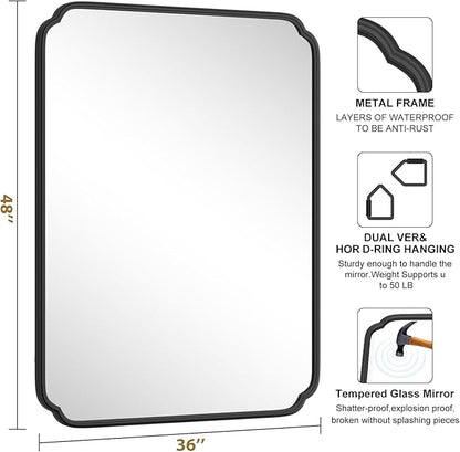 36 x 48 Inch Black Bathroom Vanity Mirror - Image 4