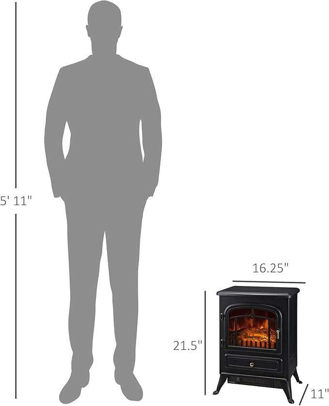 HOMCOM 22" Electric Fireplace Heater, Freestanding Fire Place Stove - Image 7