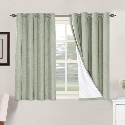 H.VERSAILTEX Linen Blackout Curtains 45 Inches Long 100% Absolutely Blackout by HVERSAILTEX