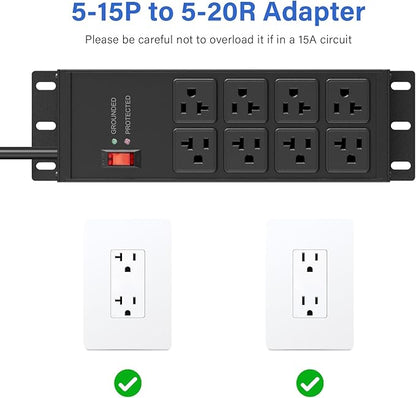 CCCEI 2PCS Heavy Duty Power Strip Surge Protector 20 AMP, 8 Outlets 12 Gauge - Image 4