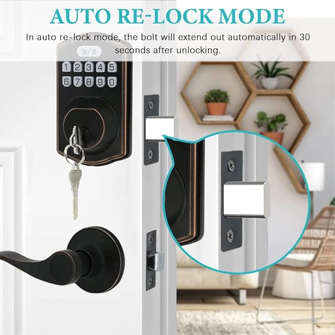 Fingerprint Door Lock with Passage Lever, Contemporary Electronic Keypad - Image 6