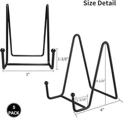 IBosins 5 Pack 4 Inch Plate Holder Display Stands, Metal Black Frame Stand - Image 2