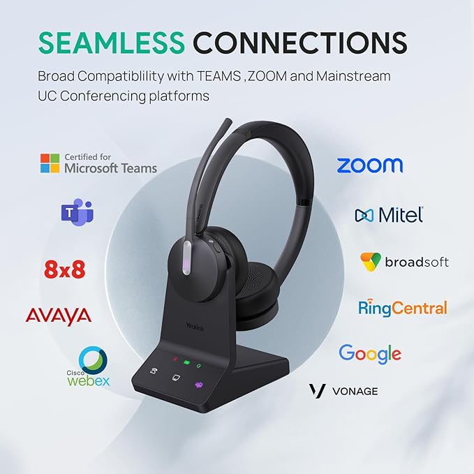Yealink WH64 DECT & Bluetooth Dual Teams Wireless Headset, 606 ft Range On Ear - Image 7