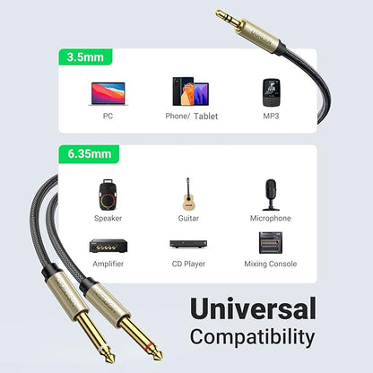 UGREEN 1/8 to 1/4 Stereo Cable 3.5mm TRS to Dual 6.35mm 1/4 TS Mono Y Splitter - Image 6