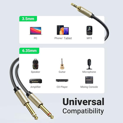 UGREEN 1/8 to 1/4 Stereo Cable 3.5mm TRS to Dual 6.35mm 1/4 TS Mono Y Splitter - Image 6