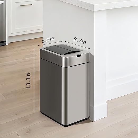Sensor Trash Can with Butterfly Lid 2.6 Gallon Rectangular Automatic Garbage Can - Image 2