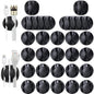 OHill Desk Cable Management Cord Organizer, 24 Pack Black Self Adhesive Cord by OHill
