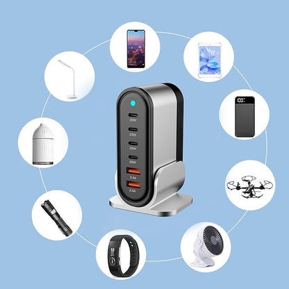 USB C Fast Charger : 6 Port Desktop Multiple Devices Power Adapter - Image 6