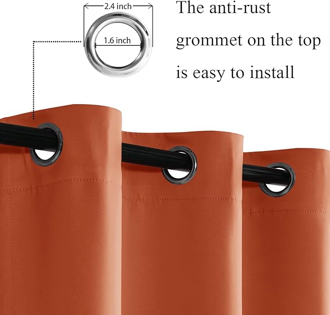JIUZHEN Blackout Curtains with Tiebacks - Image 2