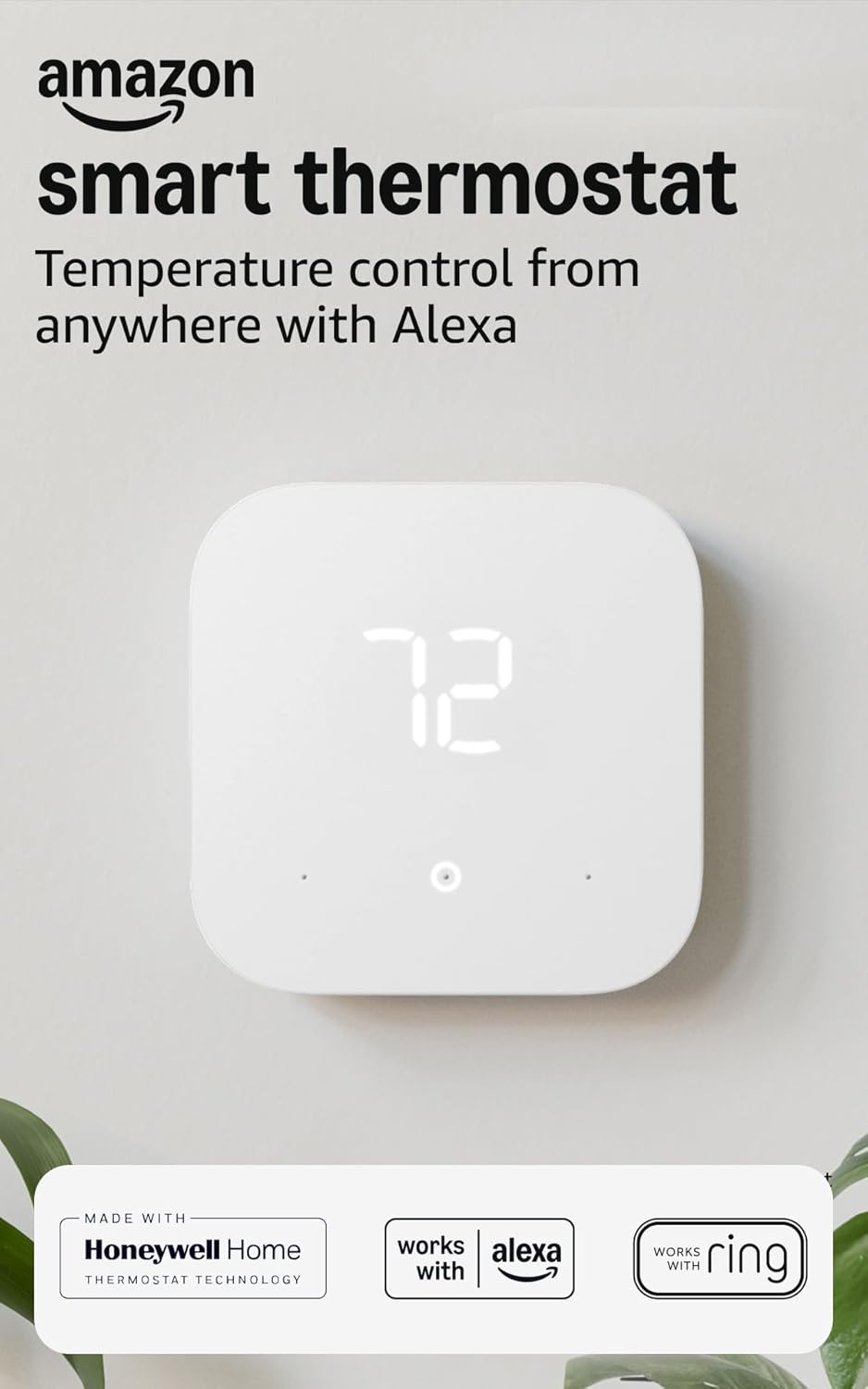 Amazon Smart Thermostat with C-wire adapter, Save money and energy, Works wit...