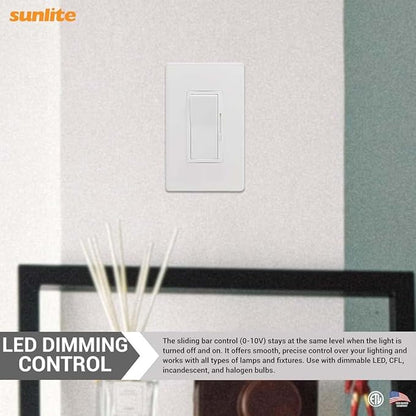 Sunlite LED Wall Rocker Style, Slide Bar Triac Dimmer Switch, Screwless Wall - Image 6