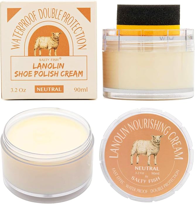 SALTY FISH Shoe Polish Cream 3.2Oz, Lanolin Shoe Polish Kit by SALTYFISH