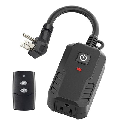BN-LINK Outdoor Remote Control Outlet Plug Black, Indoor Wireless Outlet Switch by BN-LINK