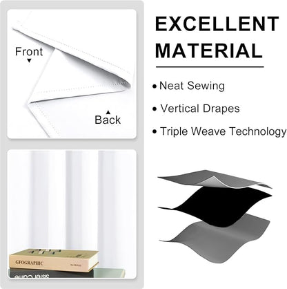 DWCN Pure White Curtains with White Middle Layer, 84 Inch Long 2 Panels - Image 4