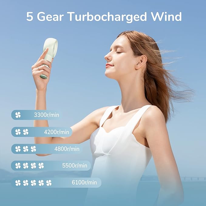 JISULIFE Portable Handheld Turbo Fan, 4000mAh USB Rechargeable Personal Battery - Image 7