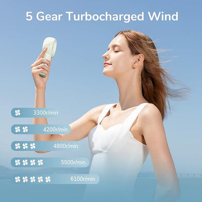 JISULIFE Portable Handheld Turbo Fan, 4000mAh USB Rechargeable Personal Battery - Image 7
